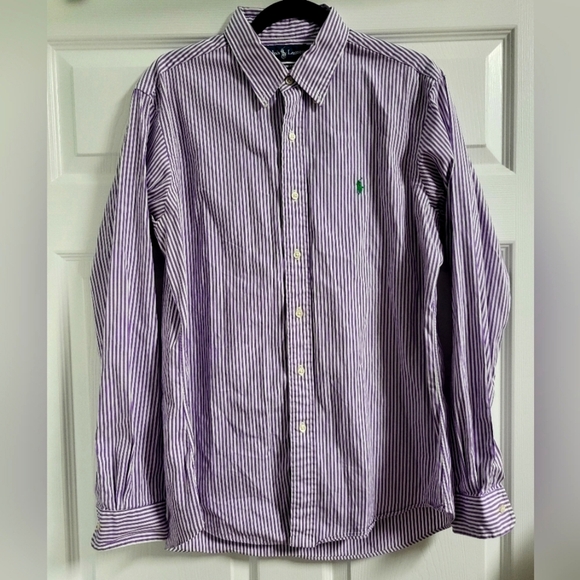 Ralph Lauren Mens Crested Button Up Striped Shirt - Size L - Picture 1 of 8